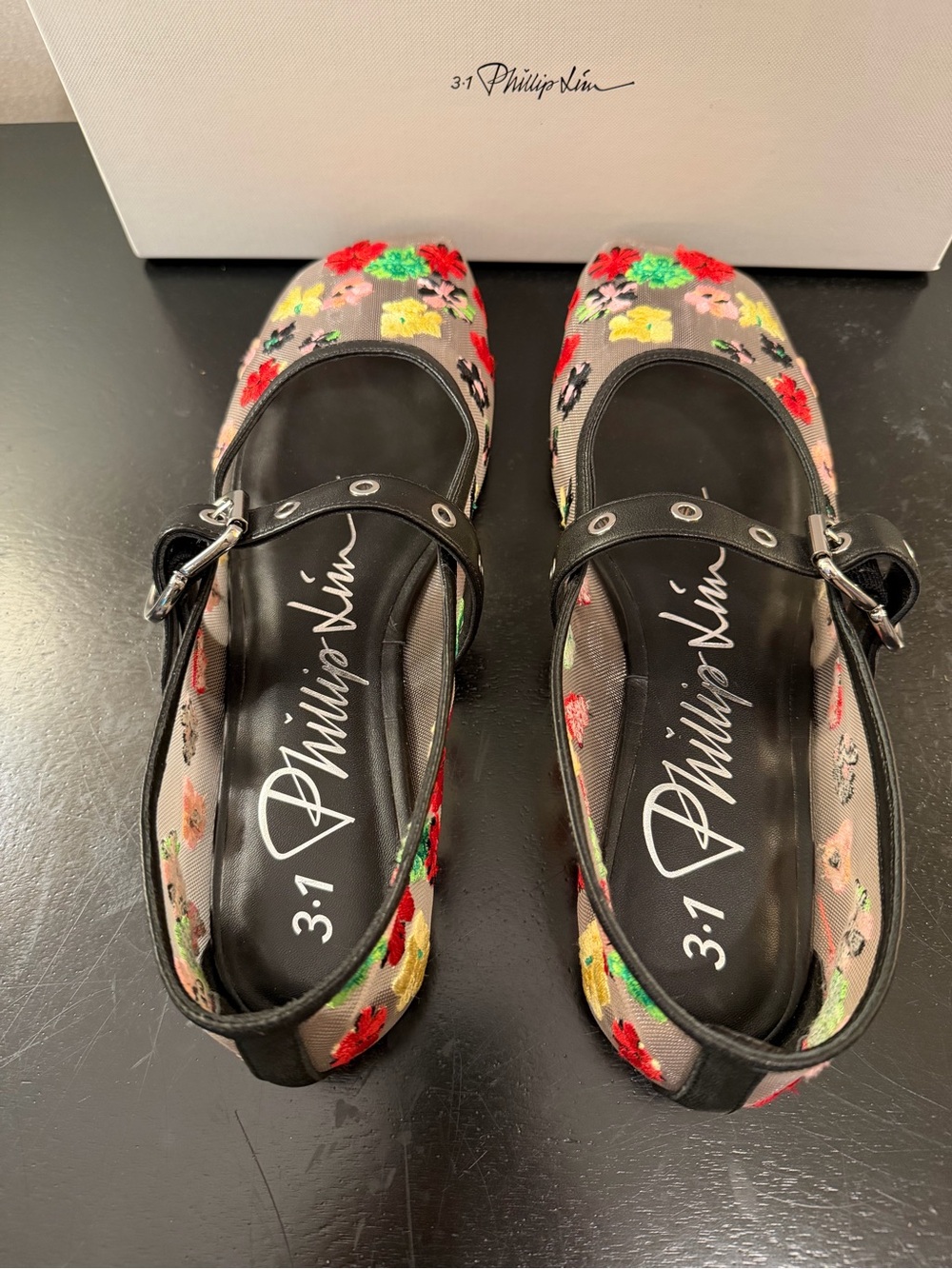 3.1 Phillip Lim Floral Embroidered Mary Jane Flats - Picture 5 of 6